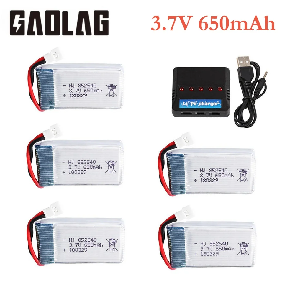 3.7V 650mAh 25c lipo Battery+charger For SYMA X5C X5C-1 X5 H5C X5SW X6SW H9D H5C RC Drone Spare Parts 852540 3.7V Battery