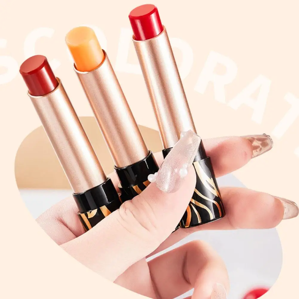 Lápiz labial hidratante transparente que cambia de Color, lápiz labial que cambia de temperatura de caroteno, bálsamo labial hidratante de larga duración