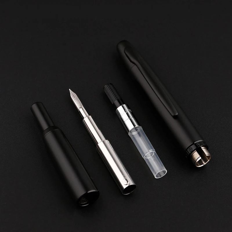 Hot Sale Matte Black MAJOHN A1 Press Fountain Pen Retractable Extra Fine Nib 0.4mm Metal Ink Pen with Converter for Writing