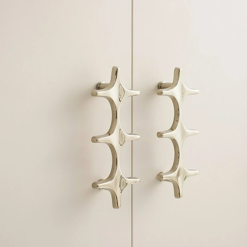 Minimalist Antique Wind Cabinet Door Handle Titanium Silver Coat Cabinet Shoe Cabinet Cross Handle