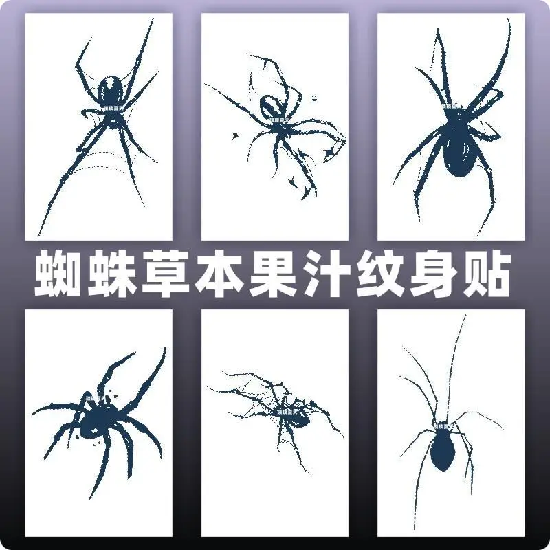 Tatuajes Temporales duraderos de jugo de hierbas para mujer, tatuaje temporal impermeable, pegatina artística Punk araña que cubre cicatrices, Festival de tatuajes falsos