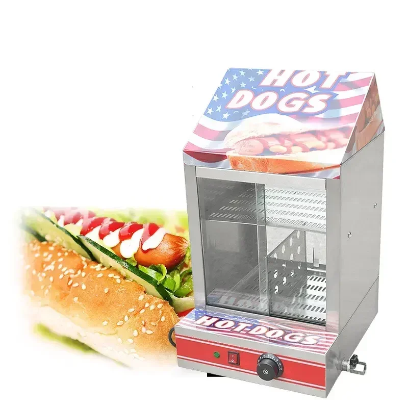 Manufacturer Commercial Hot Dog Insulation Cabinet Heated Display Cabinet Food Warming Showcase Hot Dog Steamer Machine