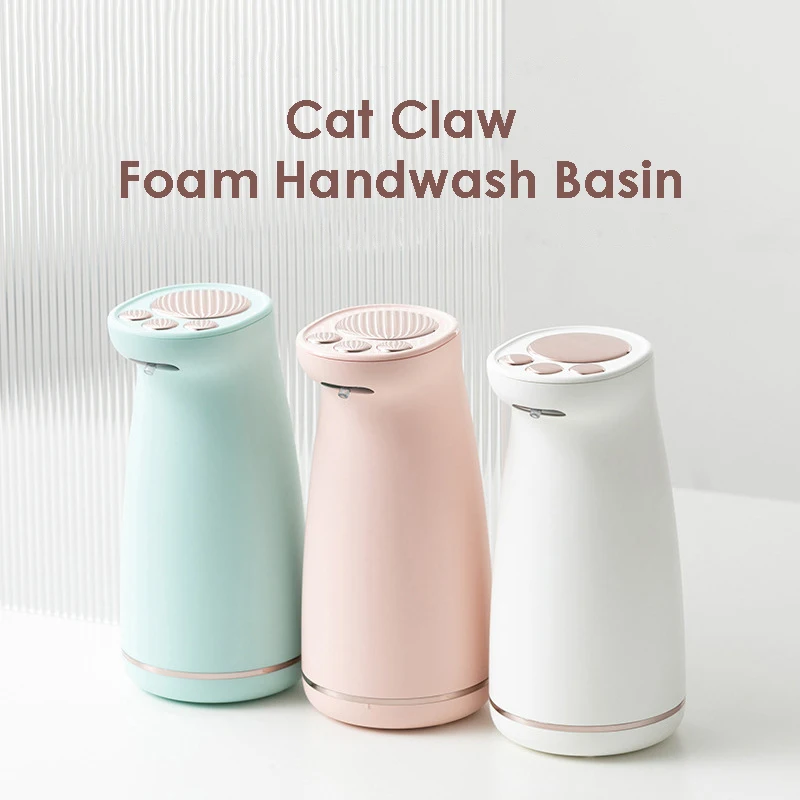 Cat Paw Foam Soap Dispenser Automatic Touchless Foaming Dispenser IPX4 300ml Infrared Sensor Rechargeable for Bathroom Kitchen