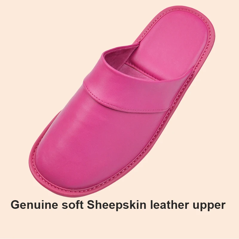 Soft Sheepskin Leather Slippers Homes in indoor slipper Spring Autumn men women elderly non-slip casual single shoes summer