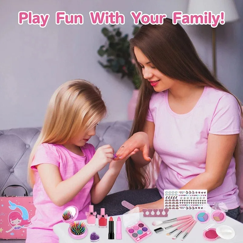 Kit de maquillaje Real para niñas, juego de maquillaje lavable de princesa, juguetes para niños, juego de simulación seguro y no tóxico para niñas, regalos de cumpleaños para niños/*-