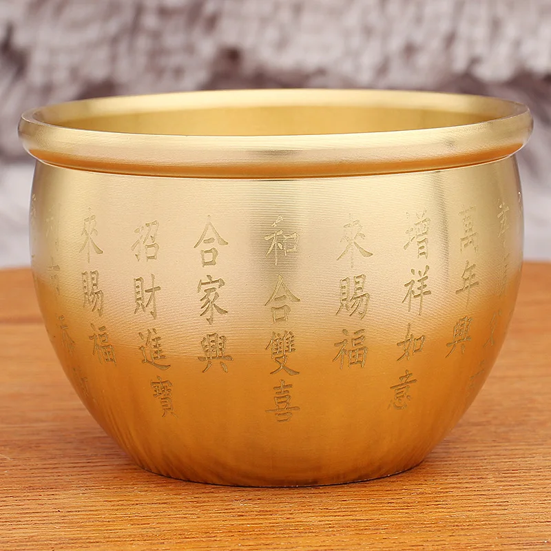 

Brass Five Gods of Wealth Cylinder New Jubao Cylinder Baifu Rice Cylinder Bring in Wealth and Treasure Small Copper Ware Metal O