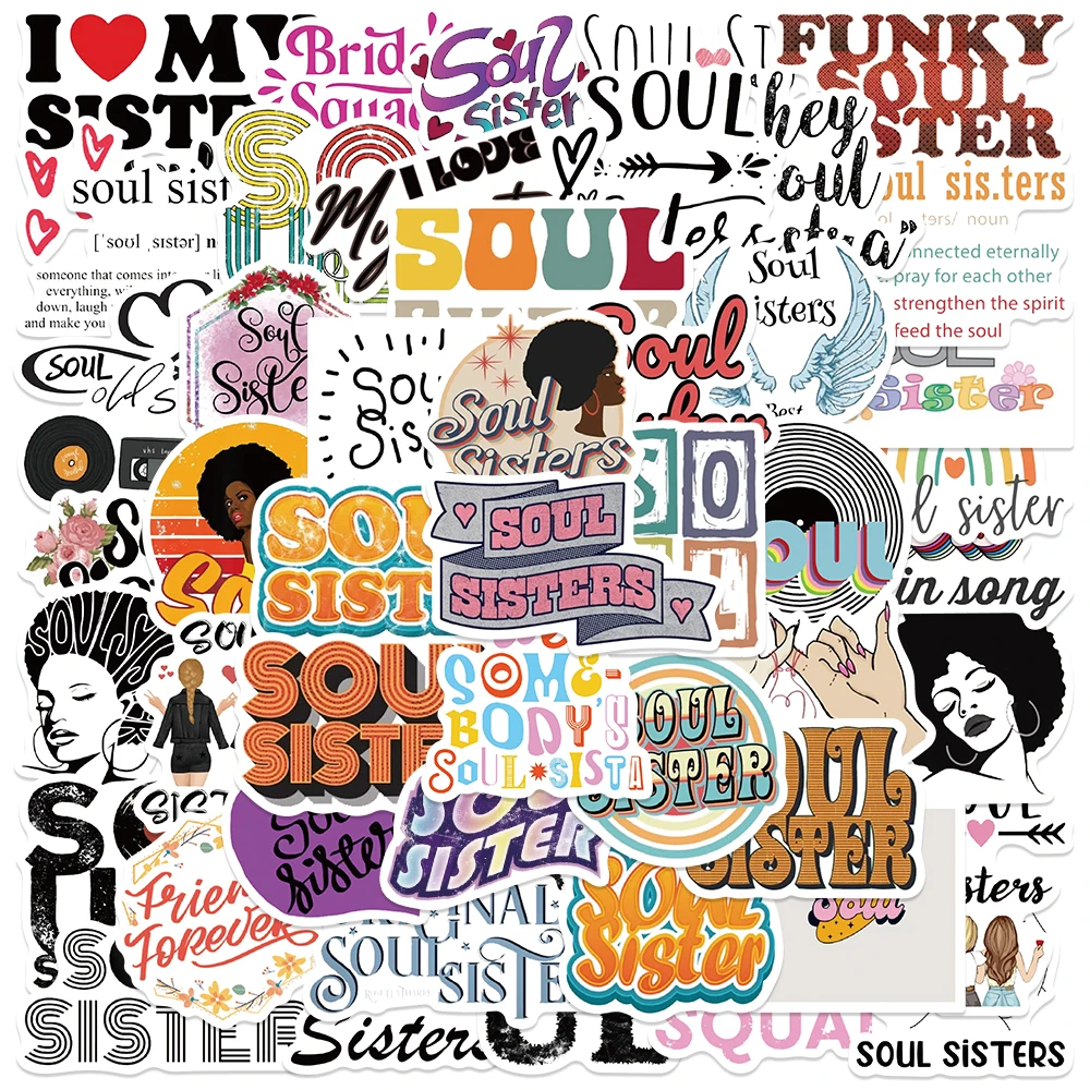 50pcs Soul Sister Stickers Cartoon Graffiti Aesthetic Decals For Phone Laptop Suitcase Skateboard Guitar Waterproof Stickers