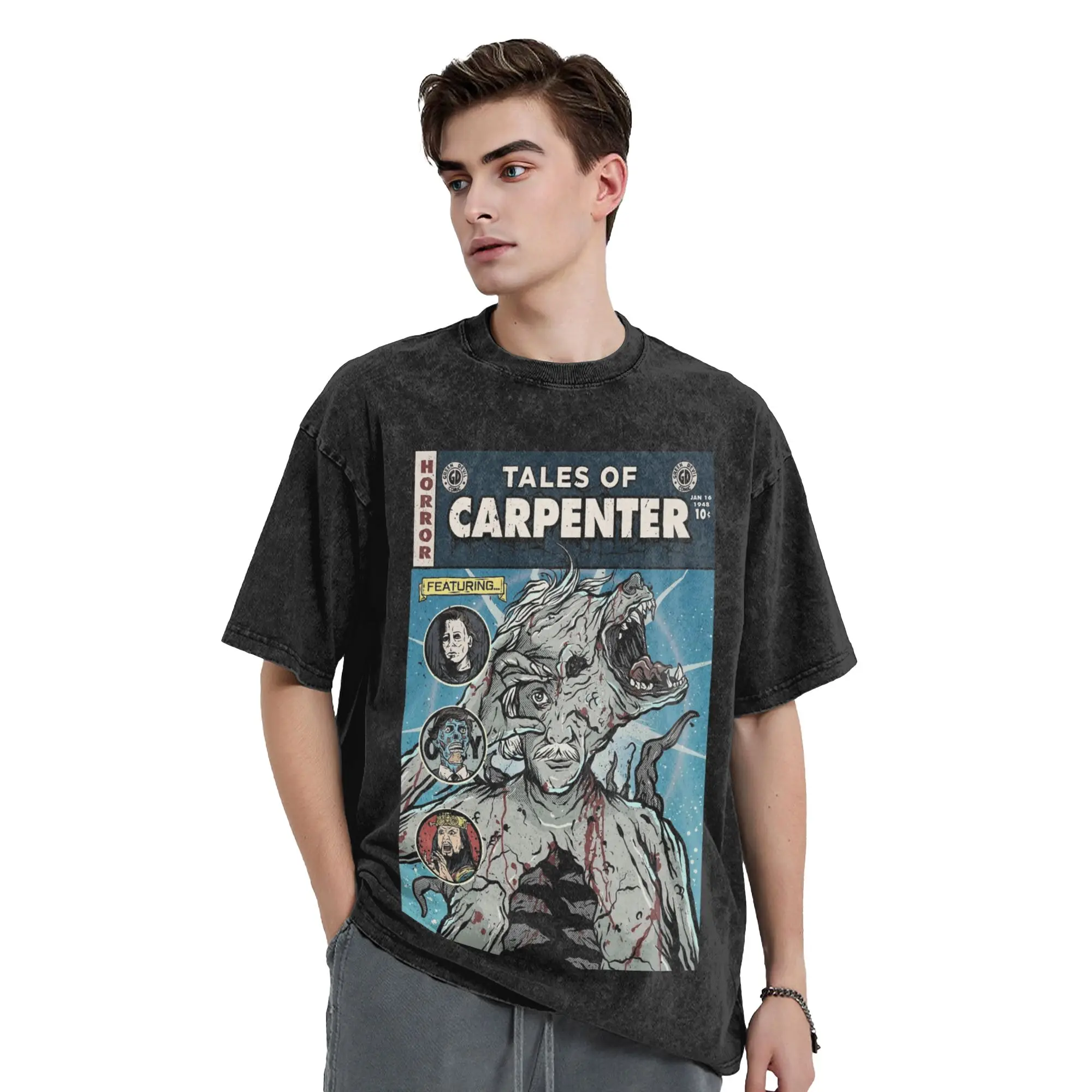 Washed T Shirt Tales of The Thing John Carpenter Hip Hop Vintage T-Shirts Harajuku  Streetwear Cotton Summer Tops Tees Men Women