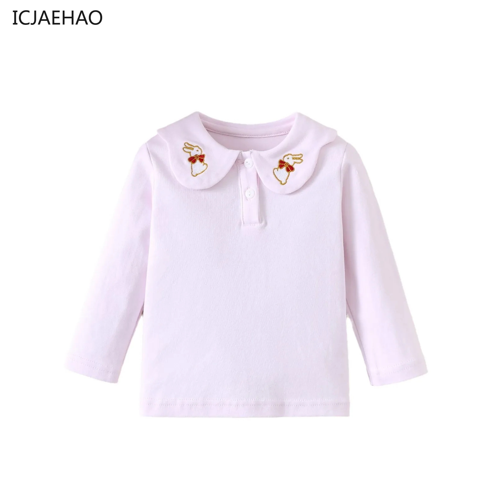 2025 ICJAEHAO Newborns Baby Girl T-Shirt Long Sleeve Doll Collar Cute Top Embroidered Girls Bottom Smocked Shirt Cotton Clothes