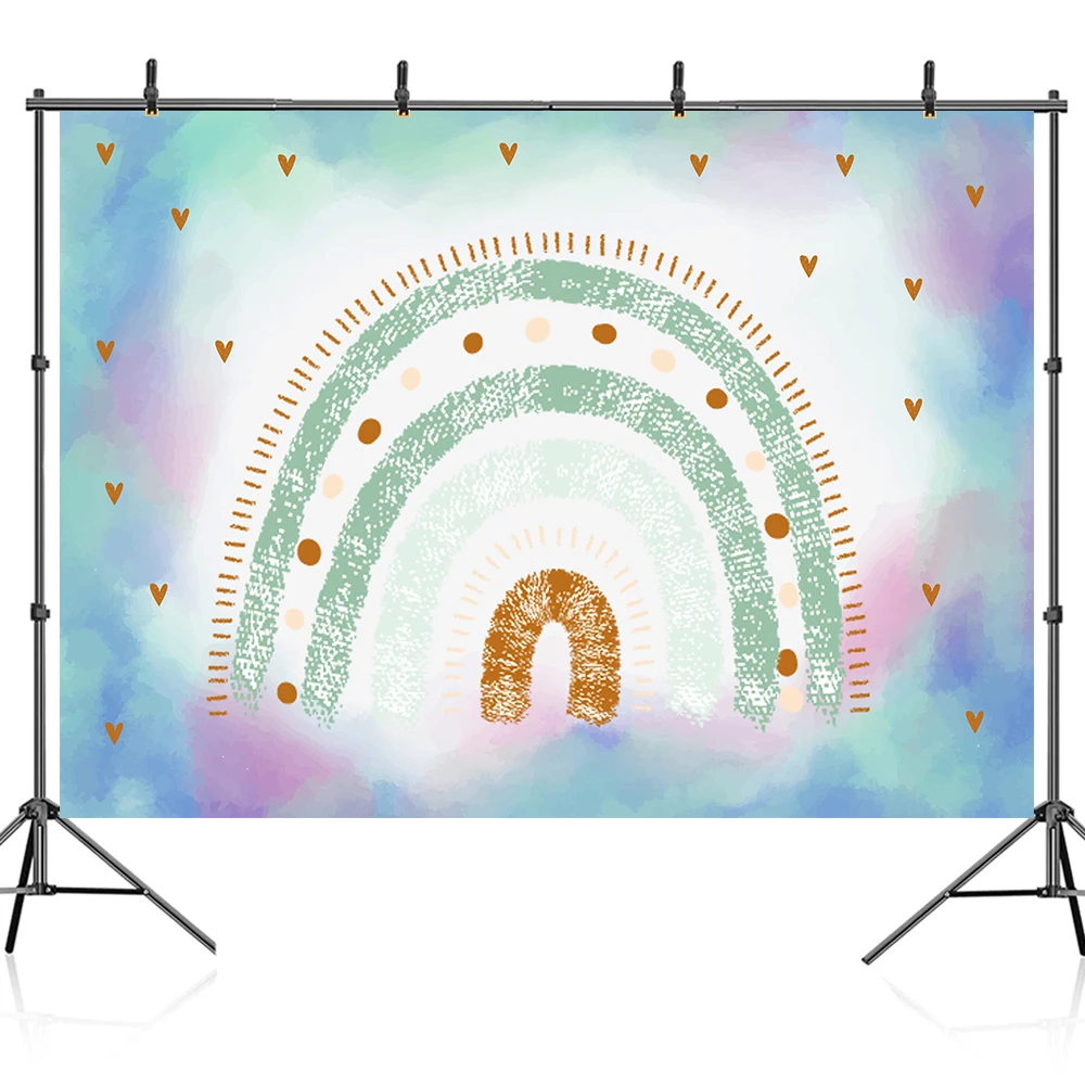 Bonvvie Bohemian Rainbow Photography Backdrop Baby Girl Boy 1st Birthday Party Cake Smash Decor Background for Photo Studio