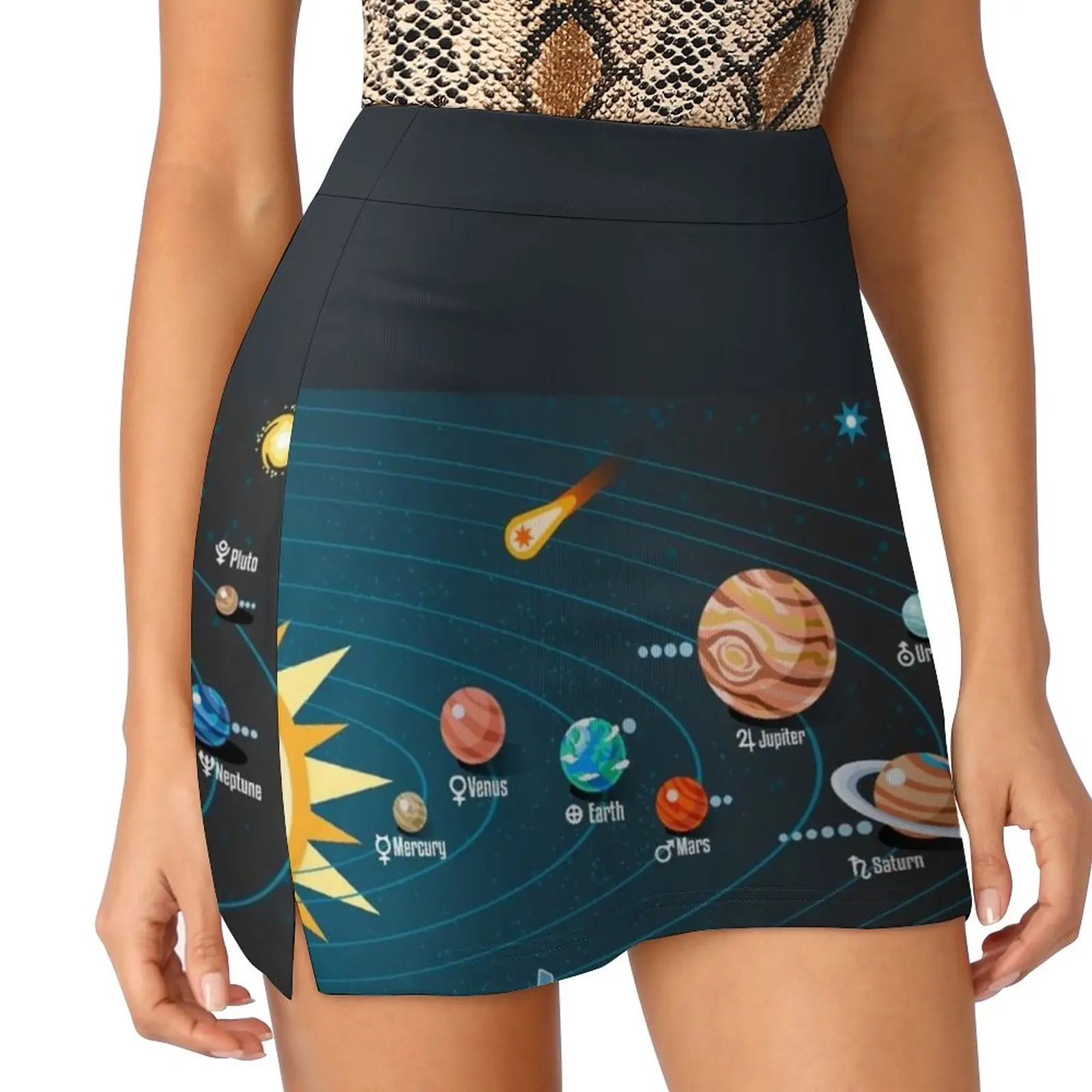 Solar System Women's skirt Mini Skirts A Line Skirt With Hide Pocket Solar System Planet Orbit Scheme Concept Cosmos Sphere