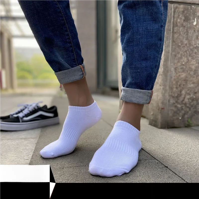 5 Pairs Summer Thin Men Sports Breathable White Black Boat Socks Ins Fashion Sweat-absorbing Ankle Stripes Short Socks