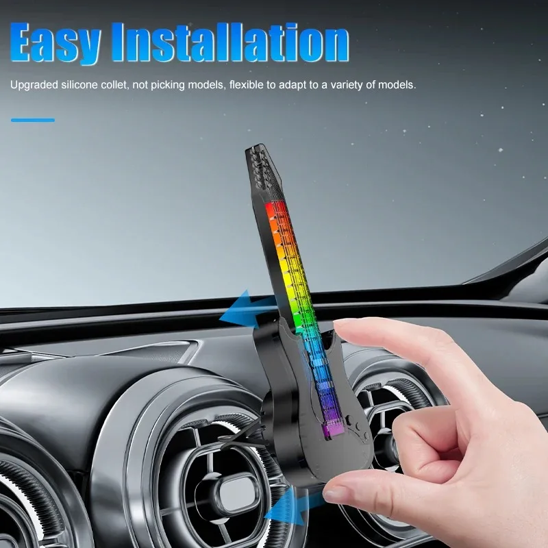 

Car Air Freshener Aroma Diffuser Guita Style Car Flavor Interior Decoration Air Outlet With Rhythmic Light RGB Cologne