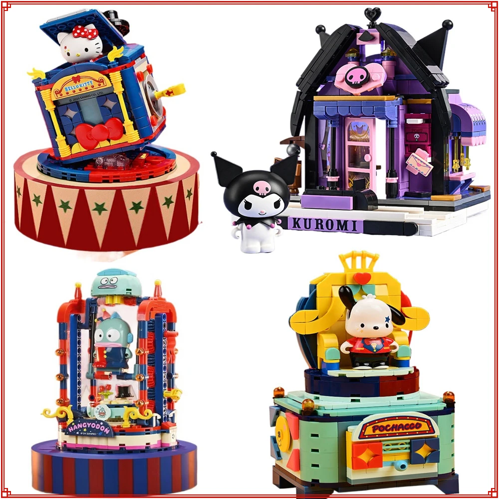 

Keeppley Magic Circus Building Blocks Kuromi Hello Kitty Big Eared Dog Assembled Toy Model Desktop Ornament Kids Hobbies Gifts