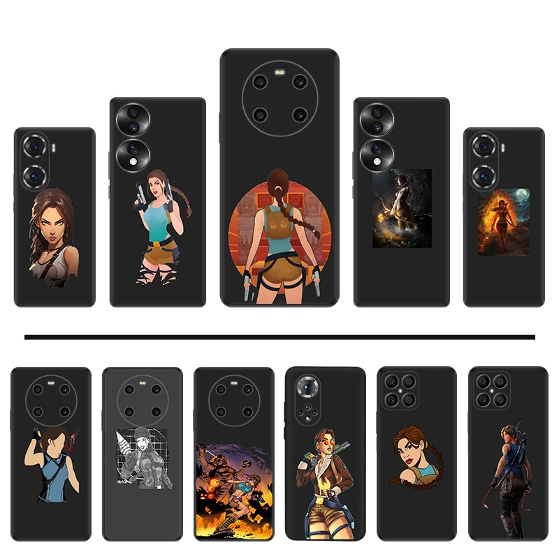 Phone Cases For Honor X7b X7 X8 X9 b X6a 90 70 X8b X9a Magic5 Lite Tomb Raider Pixel 6 7 6a 7a 8a 8 Pro Shell Black Case Cover