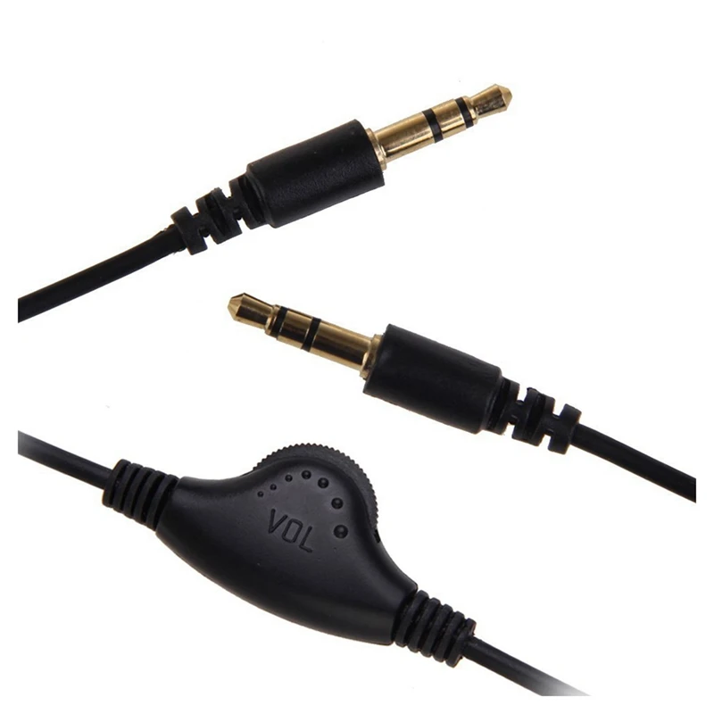 2Pcs 3.5Mm Male To Male Jack Cable With Volume Control (1M) For At Home Or In The Car (Iphone / Ipad / Samsung / Huawei)