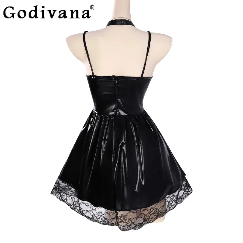 الجلود ثنائية الأبعاد لعبة كوس فستان مجموعة المرأة الرسوم المتحركة شعر مستعار أسود تأثيري فستان مُصمم حسب الطلب أنثى مثير فستان الهالوين #6