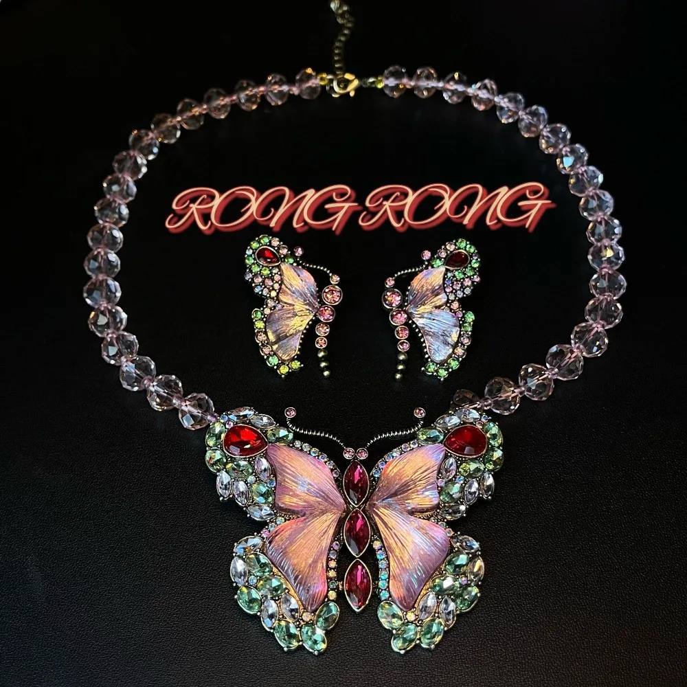 

Chakra Healing Vintage Set – Colorful Butterfly Earrings & Necklace, Manifest Love & Positive Energy, Sweet Gift