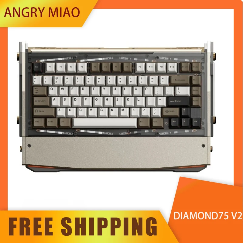 Angry Miao DRY STUDIO Black Diamond75 V2 Mechanical Keyboard Wireless Bluetooth Linear Switch Game Mechanical Keyboard Custom