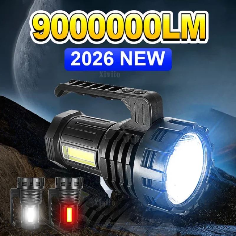 2026NEW 9000000LM Most Powerful Flashlight Waterproof  Lantern USB Rechargeable Powerful Spotlight Searchlight Camping Ourdoor