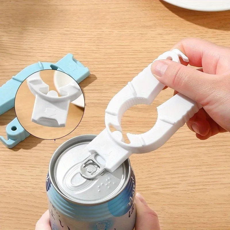 Multifunctional Easy Grip Plastic Bottle Opener with Serrated Edge Blue Handle for Elderly And Weak Hands