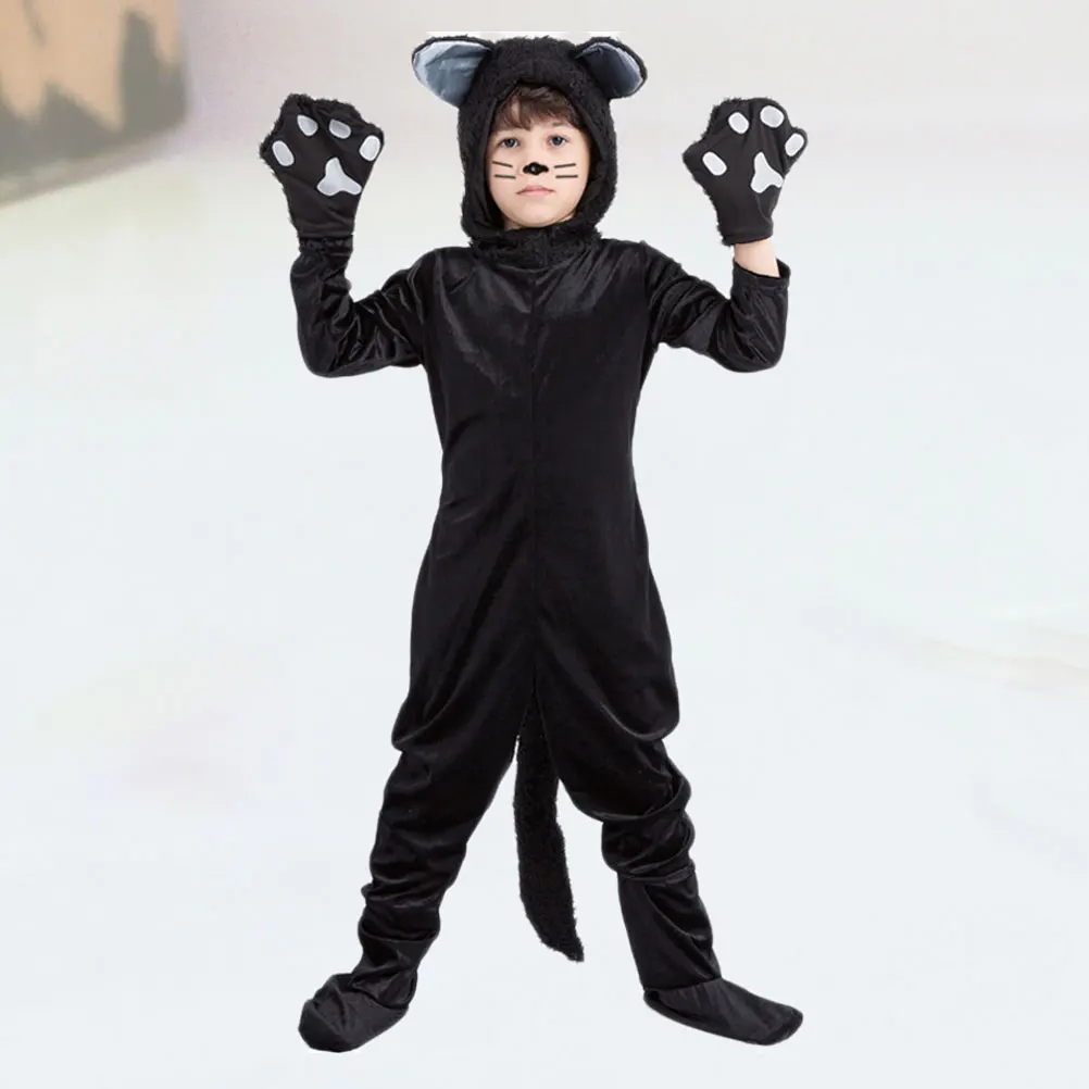 Crianças gato traje tamanho xl 86cm peito 82cm cintura 122cm comprimento halloween masquerade carnaval cosplay roupas lavável reutilizável papel