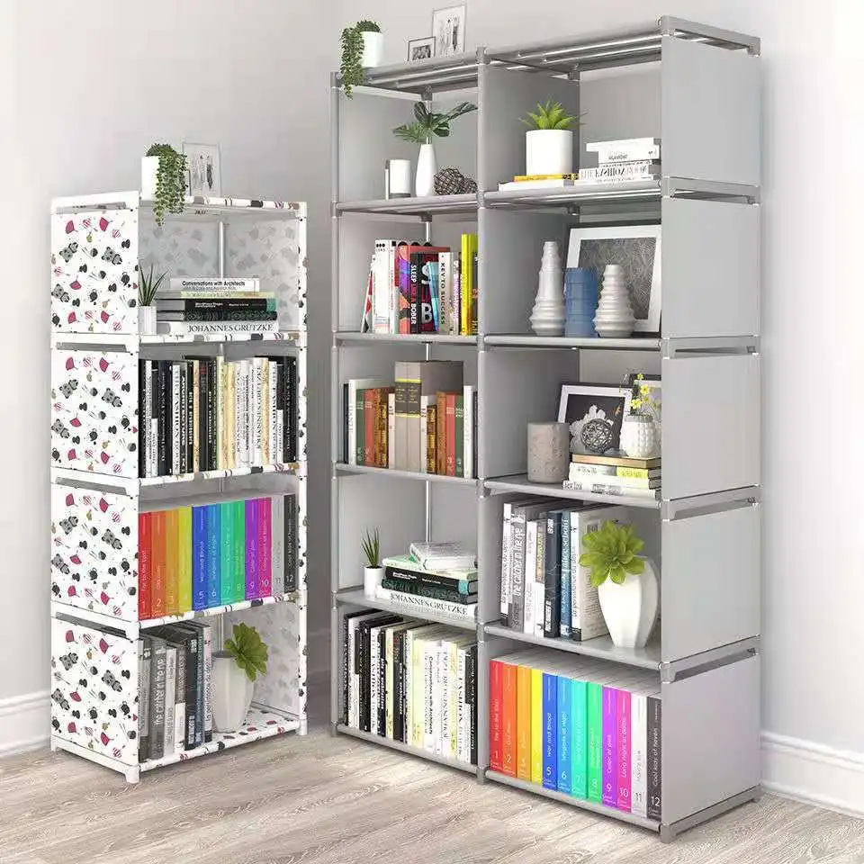 

Simple Bookshelf Storage Rack Display Stand Creative Modern Home Decor Bookcase Book Organizer Trapezoid Book Shelf with Fence