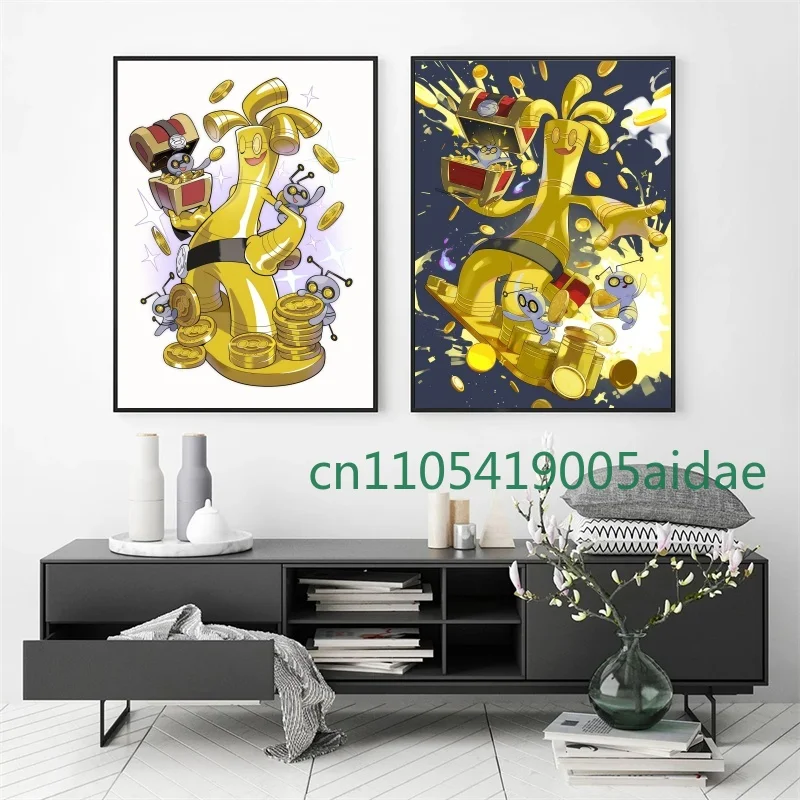 

Japanese Anime Pokemon Gholdengo Canvas Painting Art Wall and Posters Bedroom Home Decor Children's Cartoon Character Best Gift