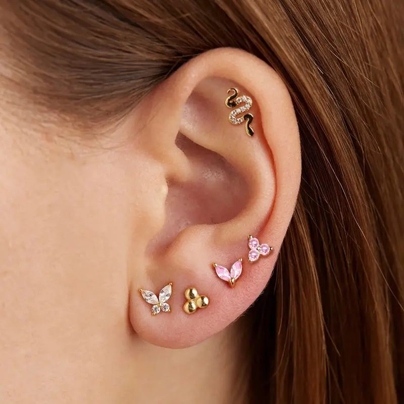 925 Sterling Silver Needle Pink Crystal Heart Hoop Earrings for Women Fashion Geometric Pendant Earrings Luxury Jewelry Gifts
