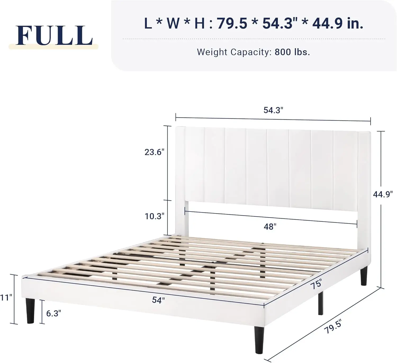 Allewie Full Bed Frame/Velvet Upholstered Bed Frame with Vertical Channel Tufted Headboard/Strong Wooden Slats/Platform Bed Fram