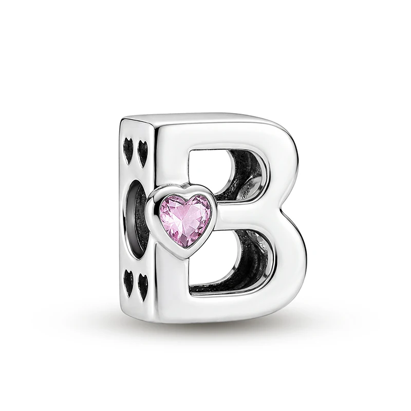 Personalized Love Heart Alphabet Charms Beads Fit Original  Bracelets Bangles 925 Sterling Silver Fine Jewelry Gift