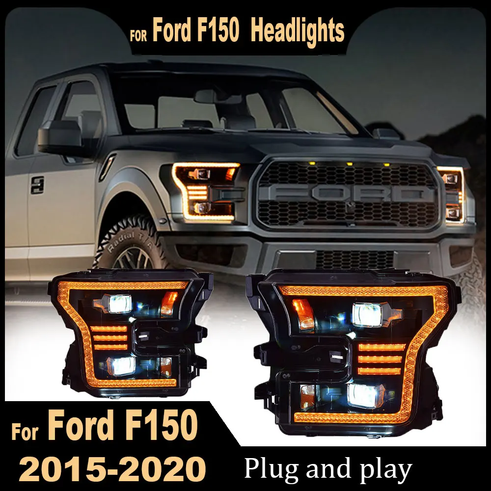 

Стайлинг автомобиля, светодиодные фары Raptor для Ford F150 2015 2016 2017 2018 2019 2020, дневные ходовые огни, полностью светодиодные фары в сборе