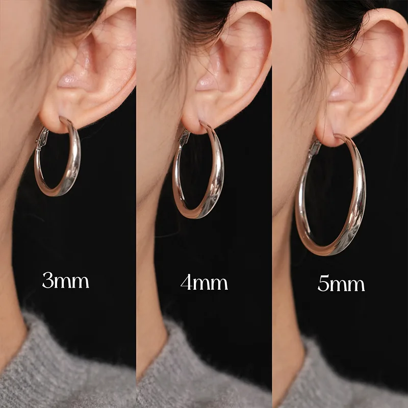 Hoop Earrings Clip on Vintage Circle Retro Lightweight Premium for Women No Piercing Needed Daily Silver Earrings