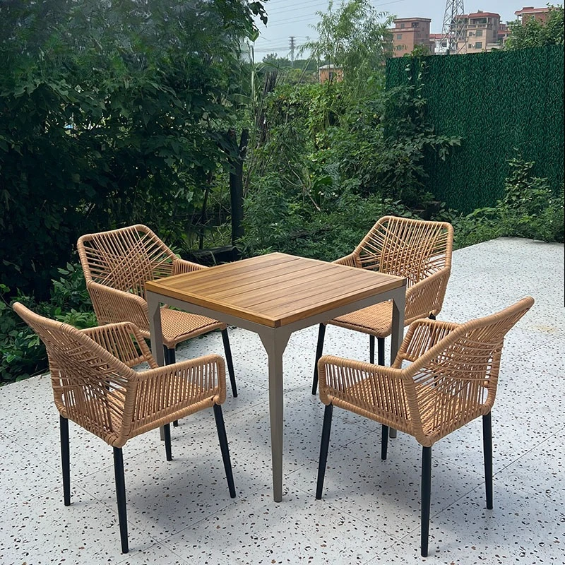 

Outdoor Nordic leisure table and chair combination plastic wood table courtyard dew garden leisure chair