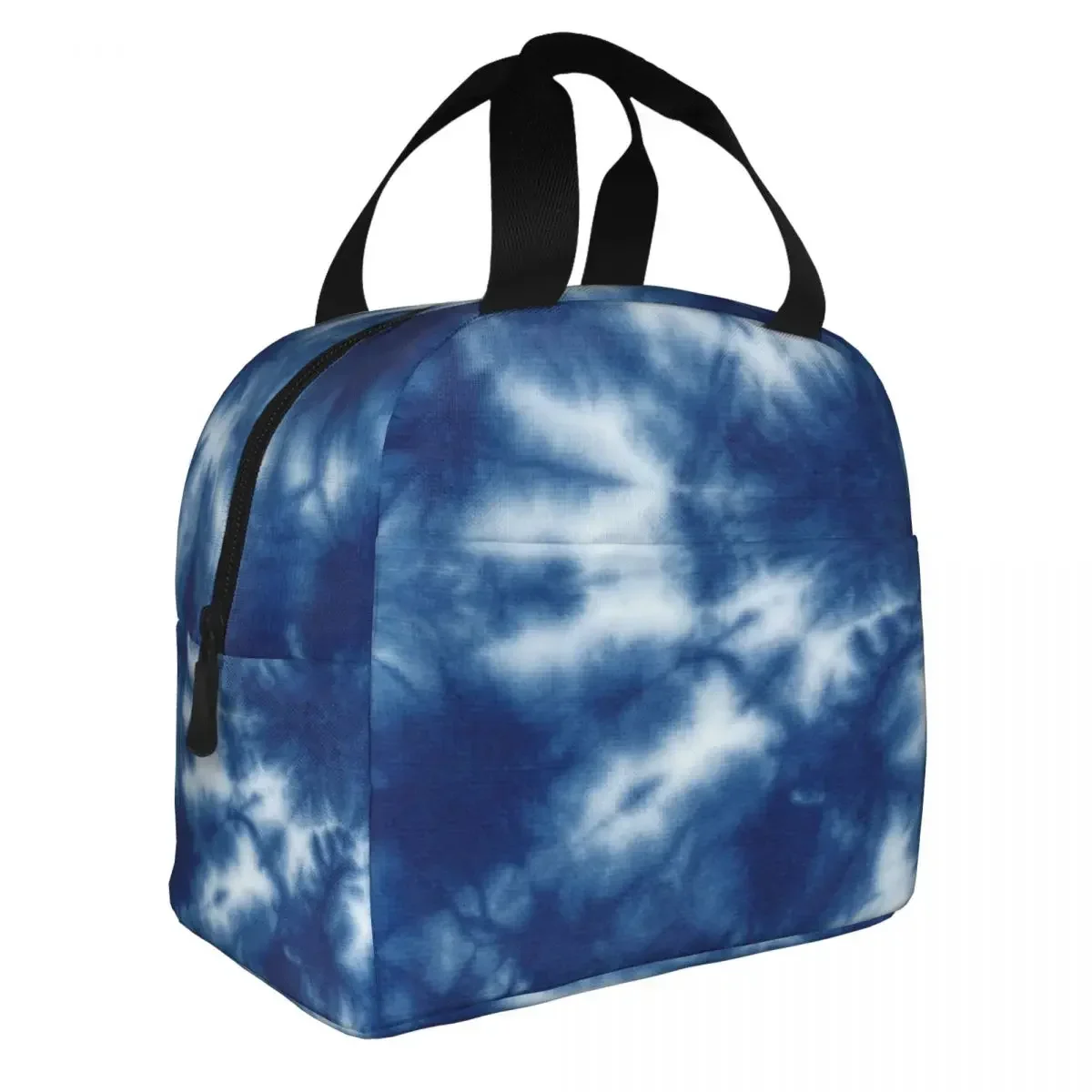 Lunch Bag for Women Kids Indigo Blue Shibori Tie Dye Patterned Insulated Cooler Bag Portable Picnic Work Lunch Box Bento Pouch