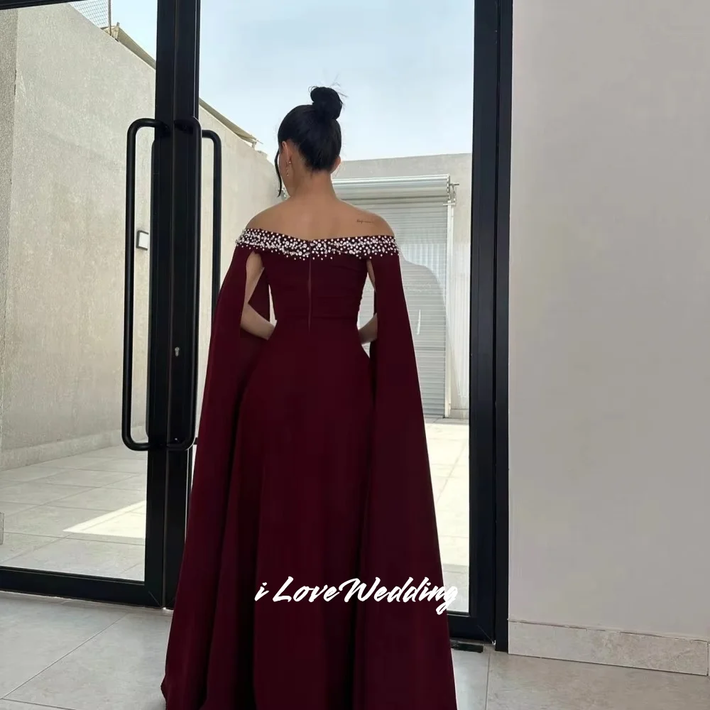 Бордовые вечерние платья без бретелек 2025 шаль из бисера трапециевидной формы длиной до пола, платья для выпускного вечера, плиссированные свадебные платья по индивидуальному заказу