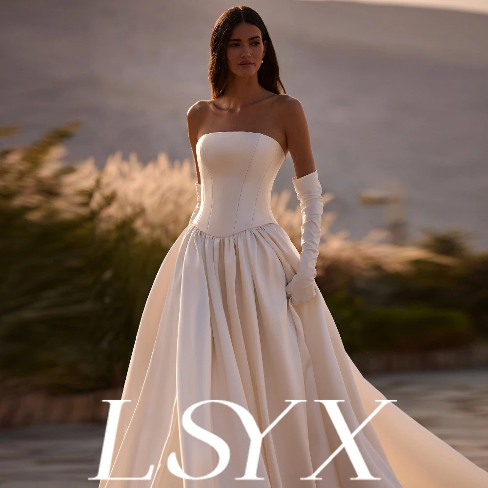 

LSYX Customized Strapless Backless LaceUp Satin Maxi Dress Elegant Formal Evening Gown Pleated Design Sophisticated Silhouette