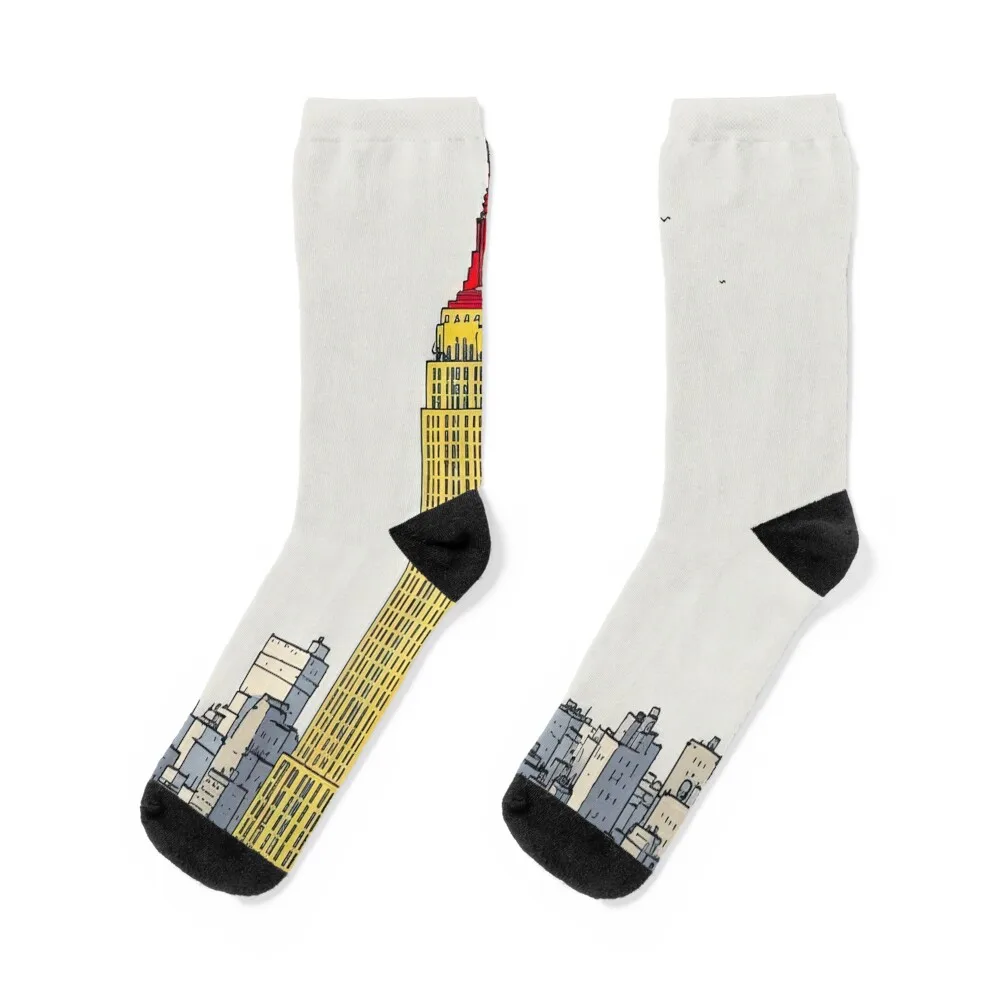 

Color Sketch of the Empire State Building Socks hiphop Toe sports cotton Ladies Socks Men's