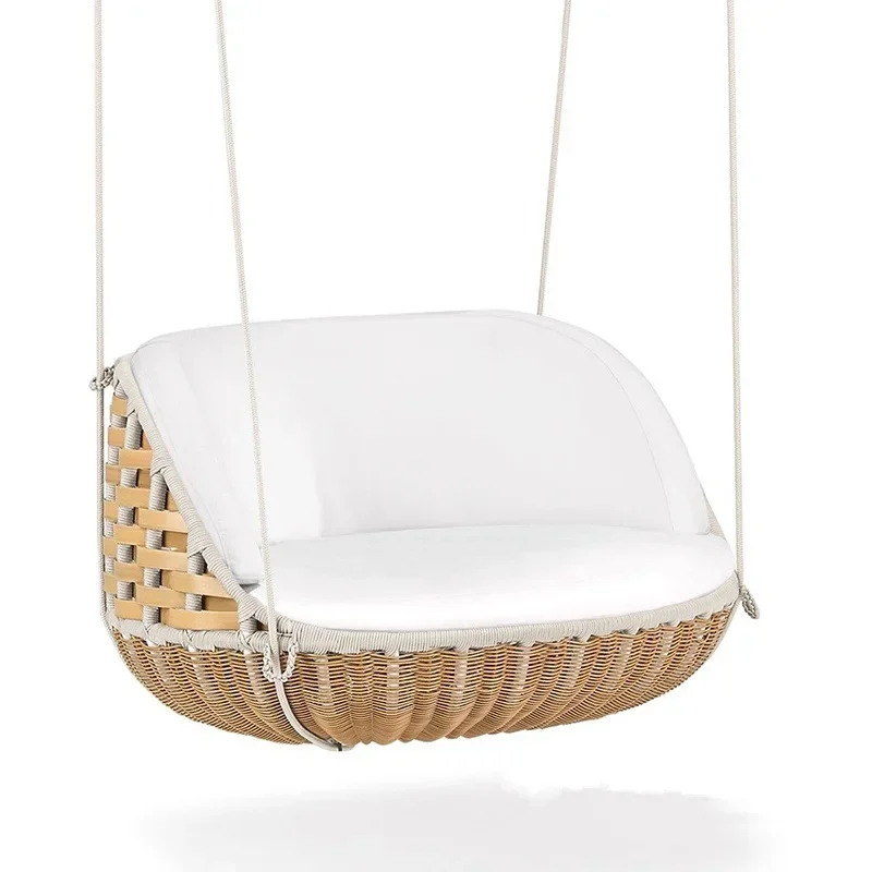 Outdoor Furniture Hanging Creative Round Bed Hanging Chair Swing Rocking Chair Rattan Sofa Hanging Basket Balcony Reso