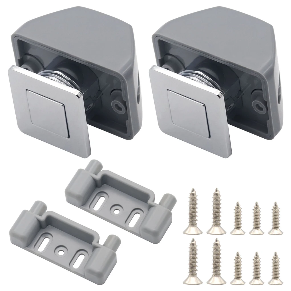 RV Cabinet Push Button Latch Button Lock Button Catch Lock Cabinet And Drawer Latch Lock For RV Boat Silver