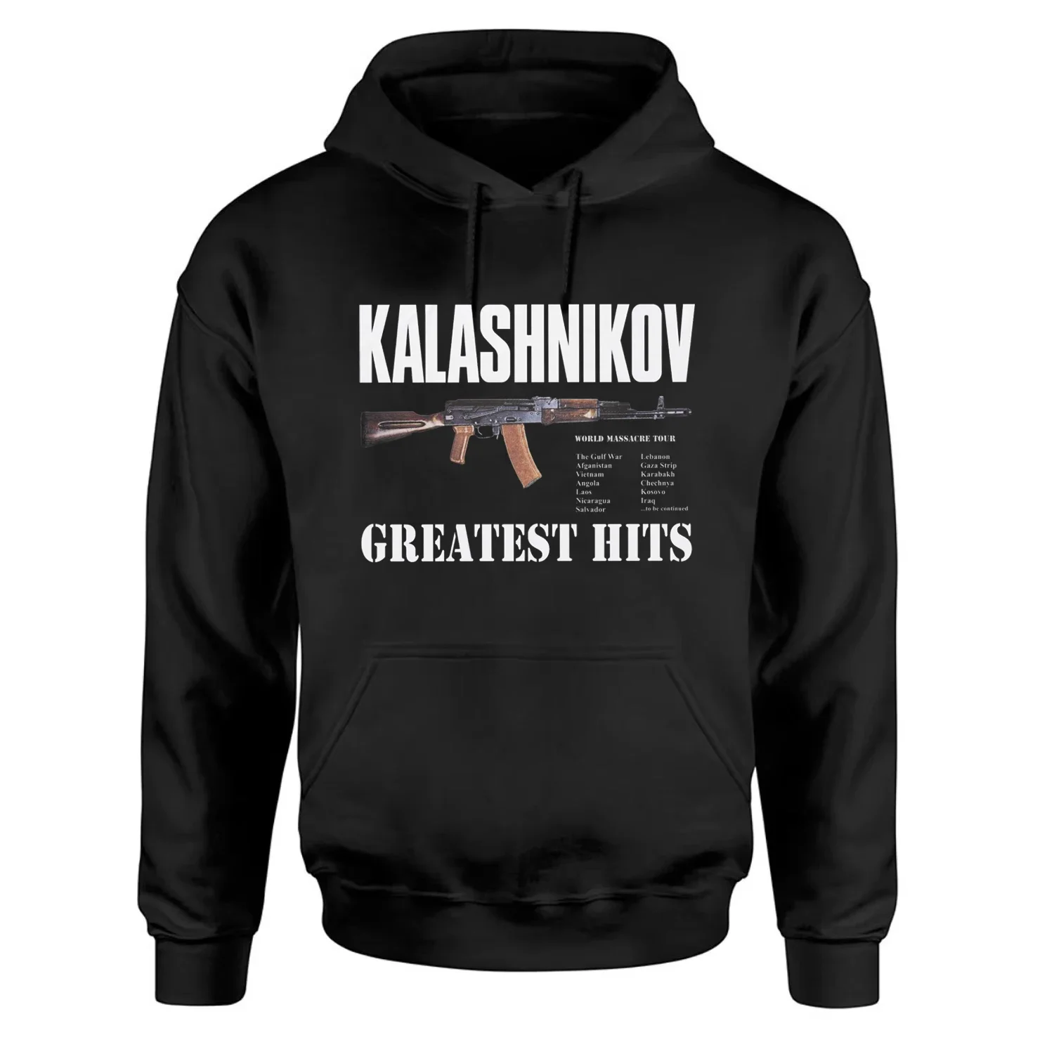 Kalashnikov AK-47 Assault Rifle World Massacre Tour Pullover Hoodie 100% Cotton Comfortable Casual Mens Sweatshirts Streetwear