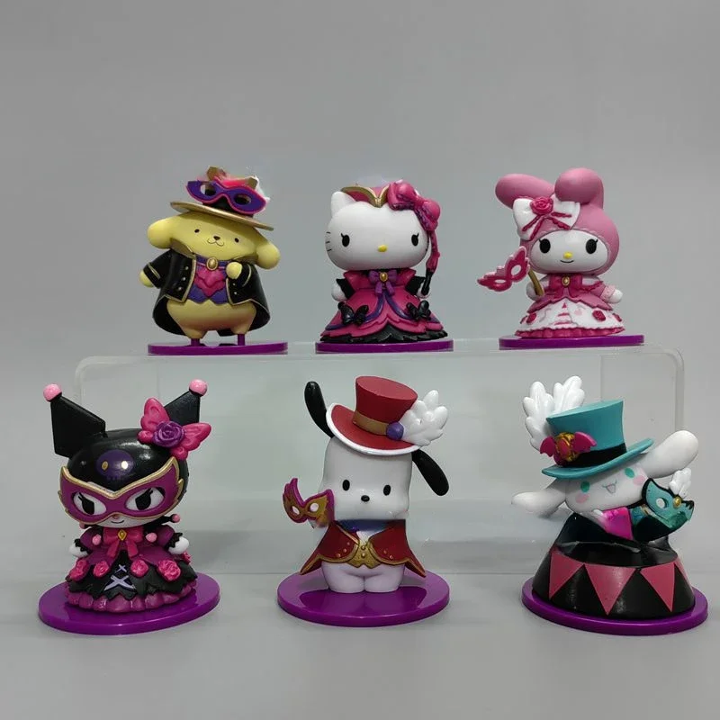 Sanrio Halloween Figure My Melody Cinnamoroll Kuromi Masquerade Cashapon Kawaii Pvc Model Doll Ornaments Gifts for Kids