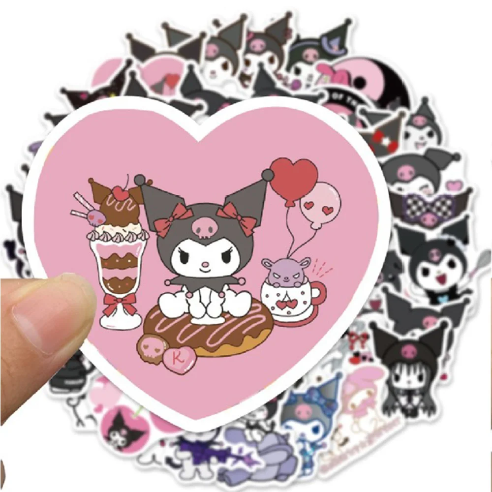 

10/30/50pcs Kawaii Kuromi Girls Cartoon Sanrio Stickers Laptop Skateboard Suitcase Luggage Car Bike Scrapbooking Kid Toys Decals