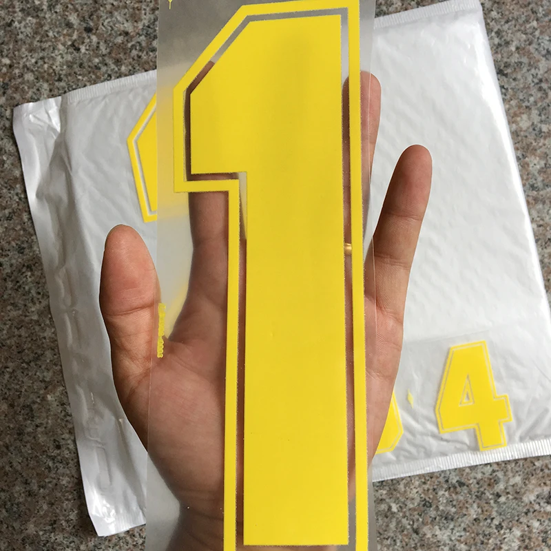 Iron on Letter Yellow Color DIY Basketball Football jersey Number Clothes Hot Transfer Sticker