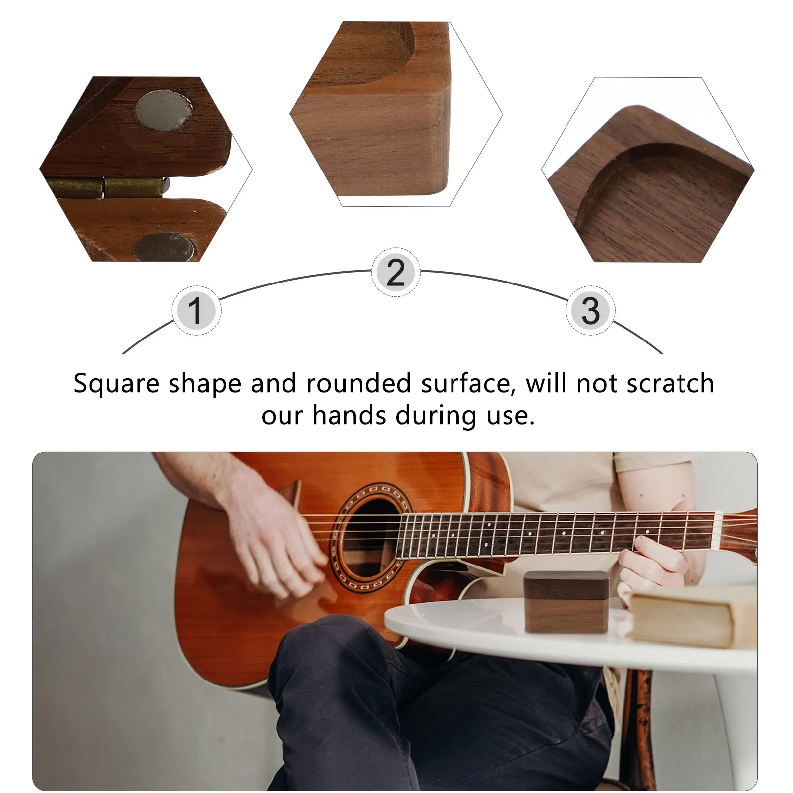 

Guitar Accessory Wooden Box Plectrum Key Fob Bag Suitcase Acoustic Holders Travel