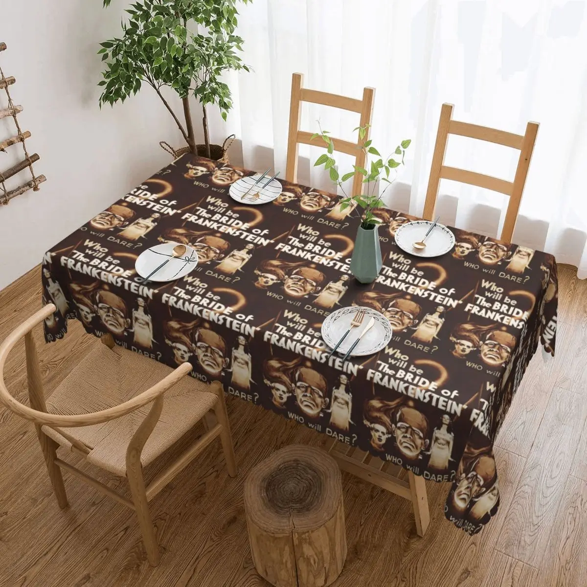 Bride Of Frankenstein Poster Tablecloth Restaurant Kitchen Rectangular Tablecloth Tablecloth Outdoor Dining Table Cover