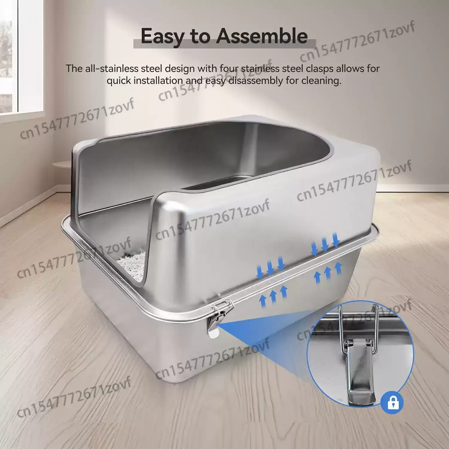 Steel Cat Litter Basin with Handle Commercial Large Dining with Handle Rectangular Flat Bottom Square