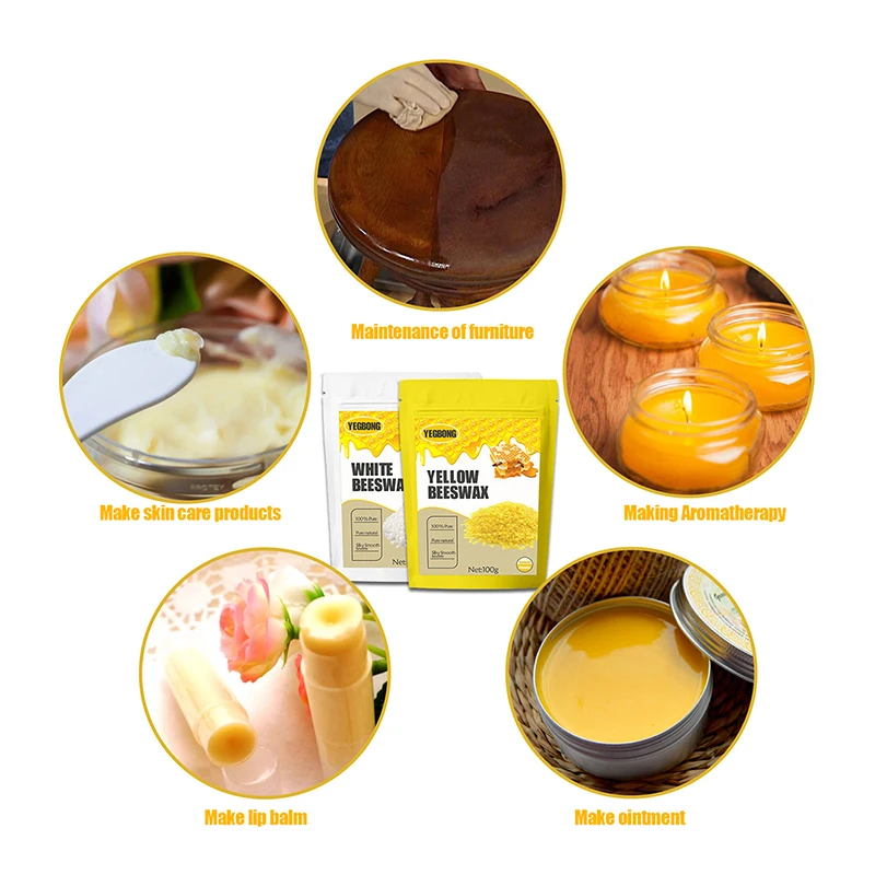 100% Filtered Beeswax Pastilles Pellets Granules Cosmetic Grade Making Supplies for Candle, Lip Balm, Cream, Lotion and so on