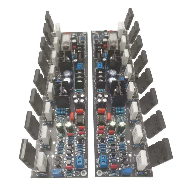 Alta qualidade 2 peças e405 300wx2 toshiba 2sa1943 2sc5200 hifi ajustável classe a placa amplificadora de alta potência com circuito de proteção