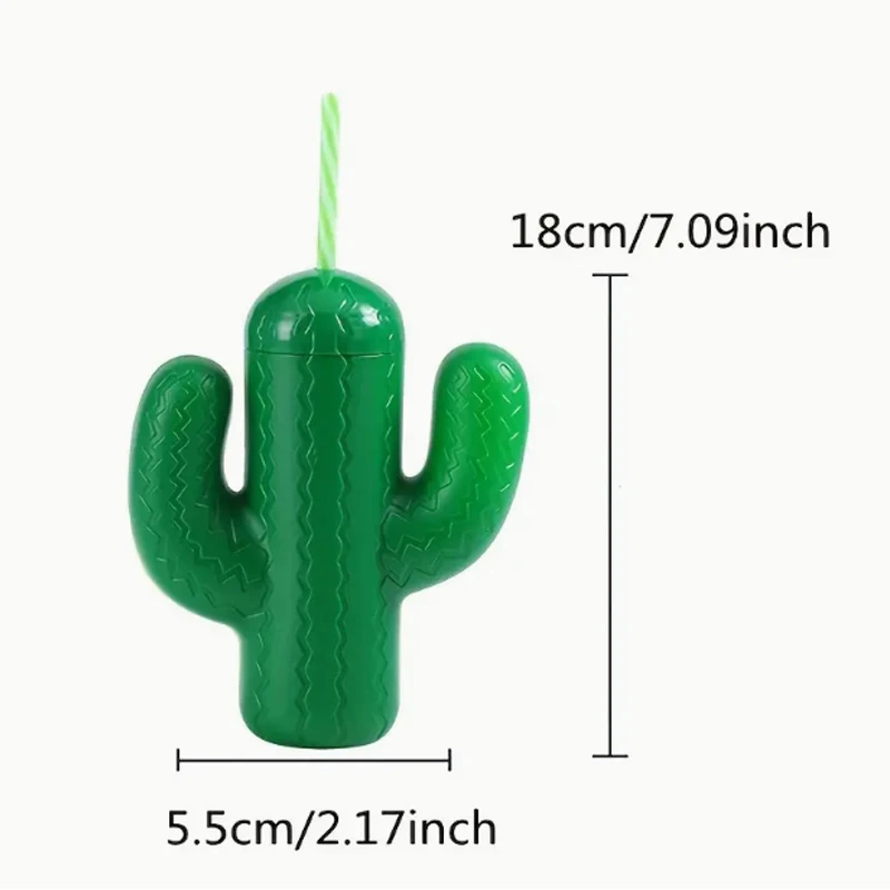 1pc, Cactus Cups Fiesta Party Decor, Cactus Party Cups With Straw And Lid Funny Novelty Drinking Cup, Reusable